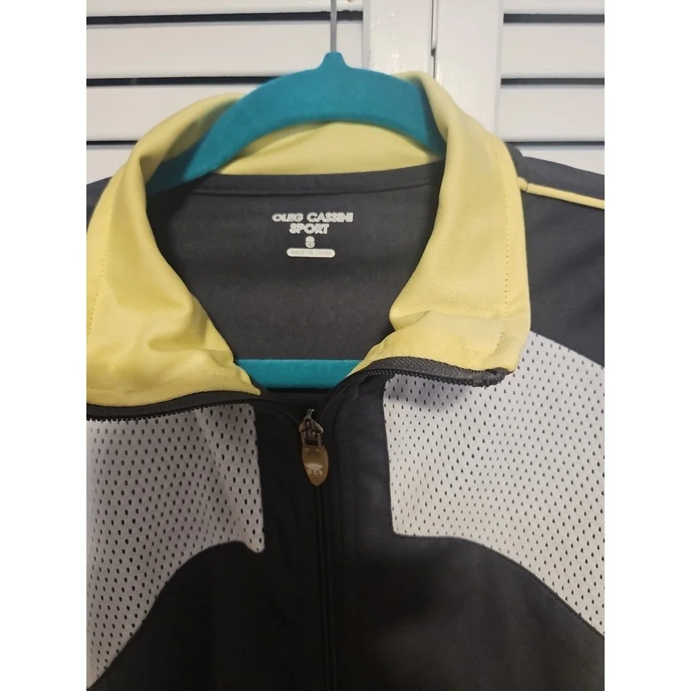 Oleg Cassini Sport Women's Full Zip S Jacket & Matching‎ Pants Gray & Yellow Sm